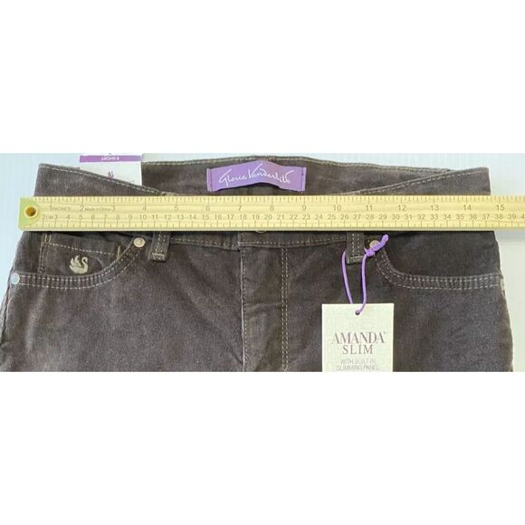 Gloria Vanderbilt Amanda Slim Leg Stretch Corduroy Size 6 Short (30x29) Coffee - Picture 4 of 9